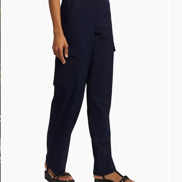 Theory Women's Black Cargo Linen Blend Pants Size 10 - Picture 1 of 6